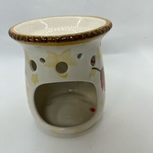 Ceramic Wax Warmer Diffuser 4.1in Cream Leaf Fall Tealight Cozy Decor‎